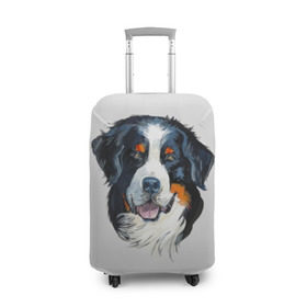 Чехол для чемодана 3D с принтом Бернский зенненхунд в Кировске, 86% полиэфир, 14% спандекс | двустороннее нанесение принта, прорези для ручек и колес | animal | bernese mountain dog | black | breed | dog | muzzle | red | white | белый | бернский зенненхунд | животное | пёс | порода | рыжий | собака | черный