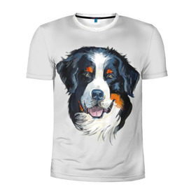 Мужская футболка 3D спортивная с принтом Бернский зенненхунд в Кировске, 100% полиэстер с улучшенными характеристиками | приталенный силуэт, круглая горловина, широкие плечи, сужается к линии бедра | animal | bernese mountain dog | black | breed | dog | muzzle | red | white | белый | бернский зенненхунд | животное | пёс | порода | рыжий | собака | черный