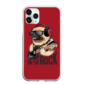 Чехол для iPhone 11 Pro матовый с принтом On the rock в Кировске, Силикон |  | animal | black | breed | cool | dog | guitar | headphones | motto | music | pug | red | rock | rock star | slogan | text | гитара | девиз | животное | красный | крутой | мопс | музыка | наушники | очки | порода | рок | рок звезда | слоган | соба