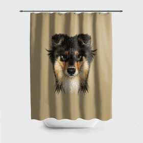 Штора 3D для ванной с принтом Sheltie в Кировске, 100% полиэстер | плотность материала — 100 г/м2. Стандартный размер — 146 см х 180 см. По верхнему краю — пластиковые люверсы для креплений. В комплекте 10 пластиковых колец | animal | black | breed | brown | cute | dog | drawing | eyes | kind | look | muzzle | portrait | red | взгляд | глаза | добрый | животное | коричневый | милый | пёс | порода | портрет | рисунок | рыжий | собака | черный | шелти