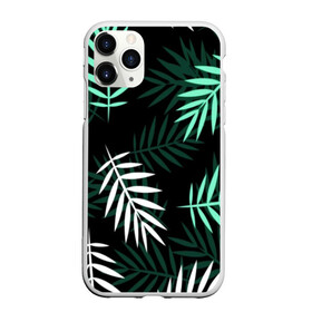 Чехол для iPhone 11 Pro Max матовый с принтом Листья пальмы в Кировске, Силикон |  | 3d | green | leaves | magic | pattern | tekstura | white | белые | зеленые | листья | текстура | узор