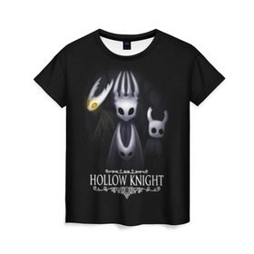 Женская футболка 3D с принтом Hollow Knight в Кировске, 100% полиэфир ( синтетическое хлопкоподобное полотно) | прямой крой, круглый вырез горловины, длина до линии бедер | hollow knight | детская | для детей | игра | компьютерная игра | королевство | рыцарь | темный рыцарь | холлов кнайт | экшен