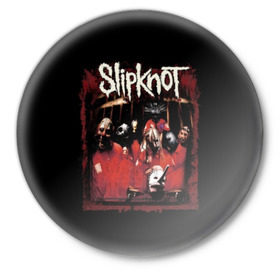 Значок с принтом Slipknot в Кировске,  металл | круглая форма, металлическая застежка в виде булавки | Тематика изображения на принте: band | corey taylor | jim root | metal | mick thomson | music | official | альтернативный | глэм | готик | гранж | метал | музыка | пост | рок | слипкнот | хард