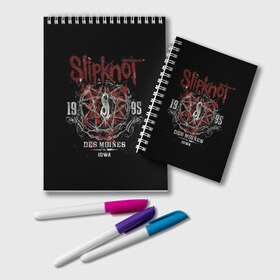 Блокнот с принтом Slipknot в Кировске, 100% бумага | 48 листов, плотность листов — 60 г/м2, плотность картонной обложки — 250 г/м2. Листы скреплены удобной пружинной спиралью. Цвет линий — светло-серый
 | Тематика изображения на принте: band | corey taylor | jim root | metal | mick thomson | music | official | альтернативный | глэм | готик | гранж | метал | музыка | пост | рок | слипкнот | хард