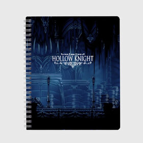 Тетрадь с принтом HOLLOW KNIGHT в Кировске, 100% бумага | 48 листов, плотность листов — 60 г/м2, плотность картонной обложки — 250 г/м2. Листы скреплены сбоку удобной пружинной спиралью. Уголки страниц и обложки скругленные. Цвет линий — светло-серый
 | game | games | hallownest | hollow knight | безымянный рыцарь | бои | враги | заброшенное королевство | игра | исследование | компьютерная игра | насекомые | персонаж | поиск | приключения | секреты