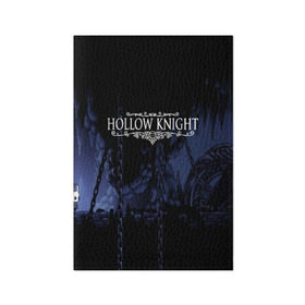 Обложка для паспорта матовая кожа с принтом HOLLOW KNIGHT в Кировске, натуральная матовая кожа | размер 19,3 х 13,7 см; прозрачные пластиковые крепления | 