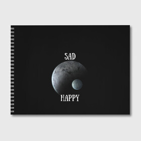 Альбом для рисования с принтом Sad Happy в Кировске, 100% бумага
 | матовая бумага, плотность 200 мг. | jesus | rap | грустный | джизус | джизус возрождение | джизус рэпер | джизус ты ювелир | мерч | музыка | реп | рэп | счастливый