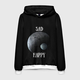 Мужская толстовка 3D с принтом Sad Happy в Кировске, 100% полиэстер | двухслойный капюшон со шнурком для регулировки, мягкие манжеты на рукавах и по низу толстовки, спереди карман-кенгуру с мягким внутренним слоем. | jesus | rap | грустный | джизус | джизус возрождение | джизус рэпер | джизус ты ювелир | мерч | музыка | реп | рэп | счастливый