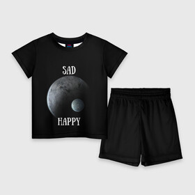 Детский костюм с шортами 3D с принтом Sad Happy в Кировске,  |  | Тематика изображения на принте: jesus | rap | грустный | джизус | джизус возрождение | джизус рэпер | джизус ты ювелир | мерч | музыка | реп | рэп | счастливый