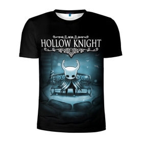 Мужская футболка 3D спортивная с принтом Hollow Knight в Кировске, 100% полиэстер с улучшенными характеристиками | приталенный силуэт, круглая горловина, широкие плечи, сужается к линии бедра | hallownest | hollow knight | the knight | игры | компьютерная игра | реймер | рыцарь