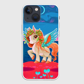 Чехол для iPhone 13 mini с принтом Милый единорог в Кировске,  |  | pony | грива | девочка | единорог | конь | копыта | красивая | лошадка | лошадь | милая | пони | природа закат | радуга