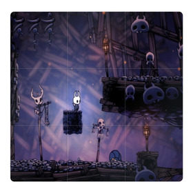 Магнитный плакат 3Х3 с принтом HOLLOW KNIGHT в Кировске, Полимерный материал с магнитным слоем | 9 деталей размером 9*9 см | Тематика изображения на принте: game | games | hallownest | hollow knight | безымянный рыцарь | бои | враги | заброшенное королевство | игра | исследование | компьютерная игра | насекомые | персонаж | поиск | приключения | секреты