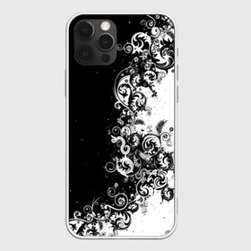 Чехол для iPhone 12 Pro Max с принтом Черно-белый узор в Кировске, Силикон |  | 3d | bkack whate | листья | текстура | узор | черно белое
