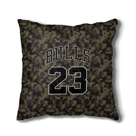 Подушка 3D с принтом Chicago Bulls 23 Camo в Кировске, наволочка – 100% полиэстер, наполнитель – холлофайбер (легкий наполнитель, не вызывает аллергию). | состоит из подушки и наволочки. Наволочка на молнии, легко снимается для стирки | bulls | camo | chicago | chicago bulls | nba | баскетбол | буллз | камуфляж | нба | спорт | хаки | чикаго | чикаго буллз