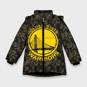 Зимняя куртка для девочек 3D с принтом Golden State Warriors camo в Кировске, ткань верха — 100% полиэстер; подклад — 100% полиэстер, утеплитель — 100% полиэстер. | длина ниже бедра, удлиненная спинка, воротник стойка и отстегивающийся капюшон. Есть боковые карманы с листочкой на кнопках, утяжки по низу изделия и внутренний карман на молнии. 

Предусмотрены светоотражающий принт на спинке, радужный светоотражающий элемент на пуллере молнии и на резинке для утяжки. | golden state | golden state warriors | nba | warriors | баскетбол | голден стэйт | голден стэйт уорриорз | камуфляж | нба | спорт | уорриорз camo | хаки