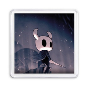 Магнит 55*55 с принтом Рыцарь - HOLLOW KNIGHT в Кировске, Пластик | Размер: 65*65 мм; Размер печати: 55*55 мм | game | games | ghosts | godmaster | hollow | hornet | knight | metroidvania | silksong | zote | гримм | зот | игра | игры | квиррел | найт | песня | полый | призраки | пустой | рыцарь | силксонг | холлоу | хорнет | шелк