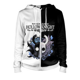 Женская толстовка 3D на молнии с принтом Hollow Knight (Black & White) в Кировске, 100% полиэстер | длина до линии бедра, манжеты и пояс оформлены мягкой тканевой резинкой, двухслойный капюшон со шнурком для регулировки, спереди молния, по бокам два кармана | game | hollow knight | hollow knight godmaster | hollow knight map | hollow knight ps4 | silksong | белый | зот могучий | игра | карта | королевство | метроидвания | полый король | приключения букашек | халлоунест | холлоу кнайт | черный