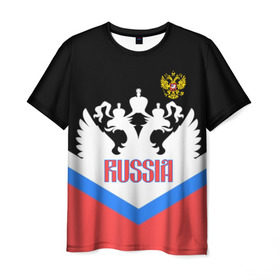 Мужская футболка 3D с принтом HOCKEY RUSSIA в Кировске, 100% полиэфир | прямой крой, круглый вырез горловины, длина до линии бедер | hockey | russia | sport | герб | надписи | россия | сборная хоккея | символика | спорт | спортсмен | триколор | форма | хоккей | чемпионат | я русский