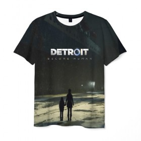 Мужская футболка 3D с принтом DETROIT:BECOME HUMAN в Кировске, 100% полиэфир | прямой крой, круглый вырез горловины, длина до линии бедер | 