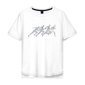 Мужская футболка хлопок Oversize с принтом Running в Кировске, 100% хлопок | свободный крой, круглый ворот, “спинка” длиннее передней части | 