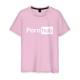 Мужская футболка хлопок с принтом PornHub в Кировске, 100% хлопок | прямой крой, круглый вырез горловины, длина до линии бедер, слегка спущенное плечо. | brazzers | браззерс