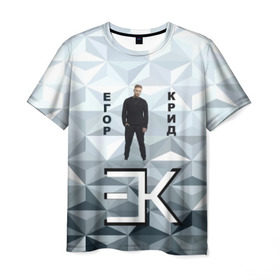 Мужская футболка 3D с принтом Егор Крид в Кировске, 100% полиэфир | прямой крой, круглый вырез горловины, длина до линии бедер | 3d | автор | в сети | егор крид | любовь | певец | русский | серый | слезы | треугольники