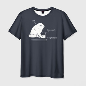 Мужская футболка 3D с принтом Кот хулиган в Кировске, 100% полиэфир | прямой крой, круглый вырез горловины, длина до линии бедер | волосатый | вредный | киса | кот | котей | кошка | мем | оптимист | пессимист | полосатый | разбил | хулиган | шерстяной