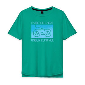Мужская футболка хлопок Oversize с принтом Джойстик в Кировске, 100% хлопок | свободный крой, круглый ворот, “спинка” длиннее передней части | джойстик | игра | игры | надпись | пиксель