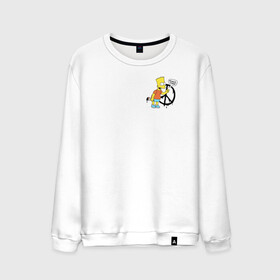 Мужской свитшот хлопок с принтом Bart peace в Кировске, 100% хлопок |  | bart | bart peace | impressionism off white | off white | off white купить | off white мужской | off white цена | the simpsons | симпсоны