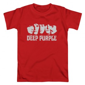 Мужская футболка хлопок с принтом Deep Purple в Кировске, 100% хлопок | прямой крой, круглый вырез горловины, длина до линии бедер, слегка спущенное плечо. | британская | джон лорд | иэн пейс | крис кёртис | ричи блэкмор | рок группа | хард рок