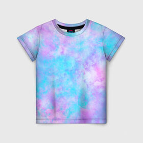 Детская футболка 3D с принтом Мрамор Tie Dye в Кировске, 100% гипоаллергенный полиэфир | прямой крой, круглый вырез горловины, длина до линии бедер, чуть спущенное плечо, ткань немного тянется | tie dye | летняя футболка | розовый | синий | тай дай | фиолетовый | яркая футболка