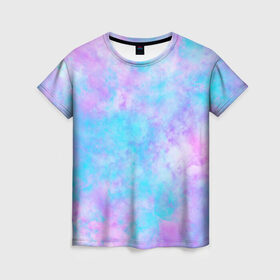 Женская футболка 3D с принтом Мрамор Tie Dye в Кировске, 100% полиэфир ( синтетическое хлопкоподобное полотно) | прямой крой, круглый вырез горловины, длина до линии бедер | tie dye | летняя футболка | розовый | синий | тай дай | фиолетовый | яркая футболка