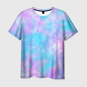 Мужская футболка 3D с принтом Мрамор Tie Dye в Кировске, 100% полиэфир | прямой крой, круглый вырез горловины, длина до линии бедер | Тематика изображения на принте: tie dye | летняя футболка | розовый | синий | тай дай | фиолетовый | яркая футболка