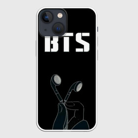 Чехол для iPhone 13 mini с принтом BTS(наушники в руке) в Кировске,  |  | bangtan boys | beyond the scene | bts | бтс | группа | музыка | песни | южнокорейский бойбенд