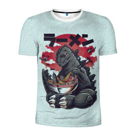 Мужская футболка 3D спортивная с принтом Blue Godzilla в Кировске, 100% полиэстер с улучшенными характеристиками | приталенный силуэт, круглая горловина, широкие плечи, сужается к линии бедра | godzilla | king of the monsters | годзила | годзилла 2 | король монстров