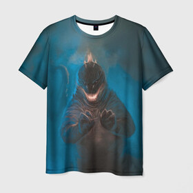 Мужская футболка 3D с принтом Blue в Кировске, 100% полиэфир | прямой крой, круглый вырез горловины, длина до линии бедер | godzilla | king of the monsters | годзила | годзилла 2 | король монстров