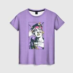 Женская футболка 3D с принтом Kishibe Rohan in Purple в Кировске, 100% полиэфир ( синтетическое хлопкоподобное полотно) | прямой крой, круглый вырез горловины, длина до линии бедер | diamond is unbreakable | heavens door | jjba | jojo | kishibe | rohan