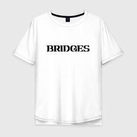 Мужская футболка хлопок Oversize с принтом BRIDGES в Кировске, 100% хлопок | свободный крой, круглый ворот, “спинка” длиннее передней части | bridges | death stranding | fragile express | games | kojima | kojima productions | logo | ludens | игры | кодзима | лого | люденс