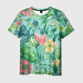 Мужская футболка 3D с принтом Тропики в Кировске, 100% полиэфир | прямой крой, круглый вырез горловины, длина до линии бедер | 2019 | 2020 | в отпуск | весна | гаваи | гавайи | гавайская | для отпуска | лето | листья | море | настроение | осень | отдых | отпуск | пальма | пальмы | пляж | пляжная | путешественник