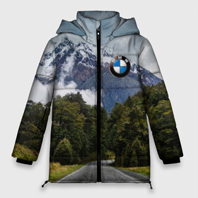 Женская зимняя куртка 3D с принтом BMW в Кировске, верх — 100% полиэстер; подкладка — 100% полиэстер; утеплитель — 100% полиэстер | длина ниже бедра, силуэт Оверсайз. Есть воротник-стойка, отстегивающийся капюшон и ветрозащитная планка. 

Боковые карманы с листочкой на кнопках и внутренний карман на молнии | asphalt | bmw | clouds | forest | mountains | nature | road | route | sky | snow | top | асфальт | бмв | вершина | горы | дорога | лес | небо | облака | природа | снег | трасса