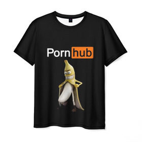 Мужская футболка 3D с принтом PORN HUB в Кировске, 100% полиэфир | прямой крой, круглый вырез горловины, длина до линии бедер | банан | логотип | пошлое