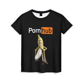 Женская футболка 3D с принтом PORN HUB в Кировске, 100% полиэфир ( синтетическое хлопкоподобное полотно) | прямой крой, круглый вырез горловины, длина до линии бедер | Тематика изображения на принте: банан | логотип | пошлое