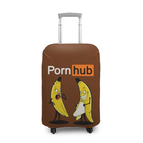 Чехол для чемодана 3D с принтом PORN HUB в Кировске, 86% полиэфир, 14% спандекс | двустороннее нанесение принта, прорези для ручек и колес | бананы | логотип | пошлое