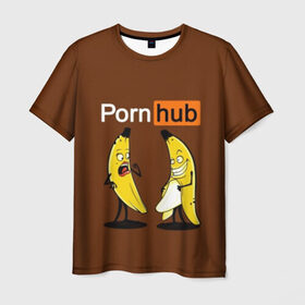 Мужская футболка 3D с принтом PORN HUB в Кировске, 100% полиэфир | прямой крой, круглый вырез горловины, длина до линии бедер | Тематика изображения на принте: бананы | логотип | пошлое