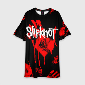 Детское платье 3D с принтом Slipknot (1) в Кировске, 100% полиэстер | прямой силуэт, чуть расширенный к низу. Круглая горловина, на рукавах — воланы | horror | music | not | rock | slipk | slipknot | кровь | музыка | рок | слипкнот | ужасы