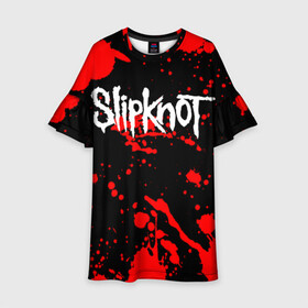 Детское платье 3D с принтом Slipknot (2) в Кировске, 100% полиэстер | прямой силуэт, чуть расширенный к низу. Круглая горловина, на рукавах — воланы | horror | music | not | rock | slipk | slipknot | кровь | музыка | рок | слипкнот | ужасы