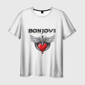 Мужская футболка 3D с принтом Bon Jovi в Кировске, 100% полиэфир | прямой крой, круглый вырез горловины, длина до линии бедер | bon jovi | бон джови | музыка | музыкальная группа | песни | рок | рок группа | рокгруппа