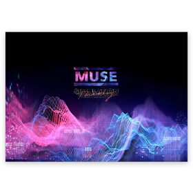 Поздравительная открытка с принтом Cyber Muse в Кировске, 100% бумага | плотность бумаги 280 г/м2, матовая, на обратной стороне линовка и место для марки
 | alternative | bellamy | cyber | indie | muse | rock | simulation theory | беллами | мьюз