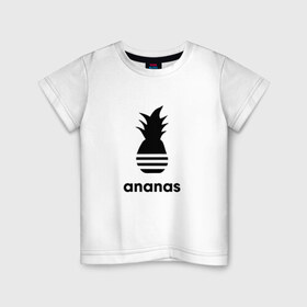 Детская футболка хлопок с принтом Ананас в Кировске, 100% хлопок | круглый вырез горловины, полуприлегающий силуэт, длина до линии бедер | абибос | адидас | ананас