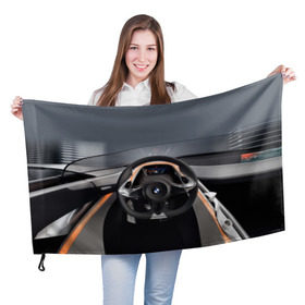 Флаг 3D с принтом BMW в Кировске, 100% полиэстер | плотность ткани — 95 г/м2, размер — 67 х 109 см. Принт наносится с одной стороны | bmw | car | car interior | steering | windshield | автомобиль | бмв | лобовое стекло | руль | салон